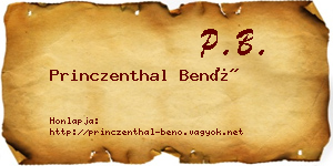 Princzenthal Benő névjegykártya